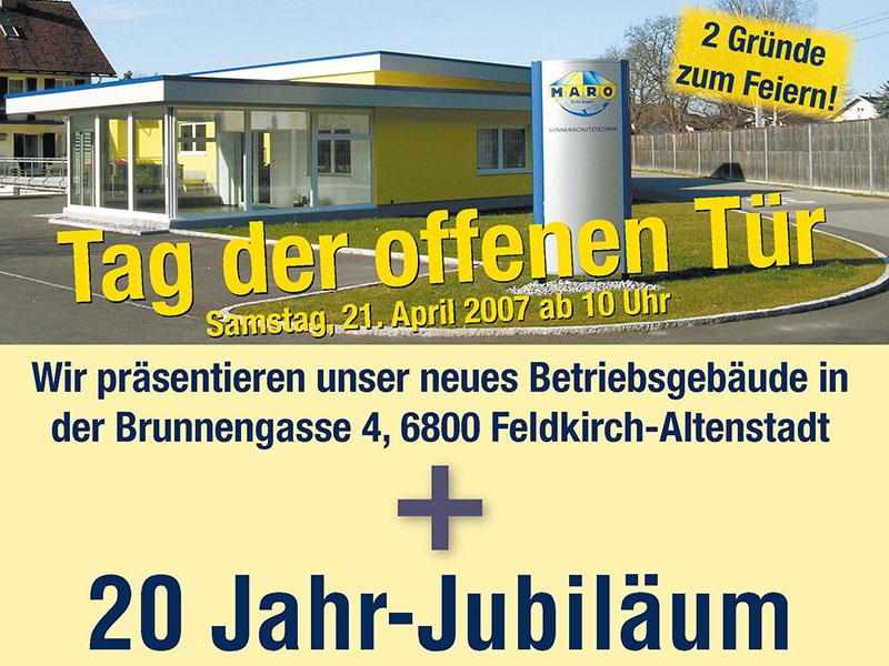 Eröffnung des neuen Betriebsgebäudes in der Brunnengasse Feldkirch 2007