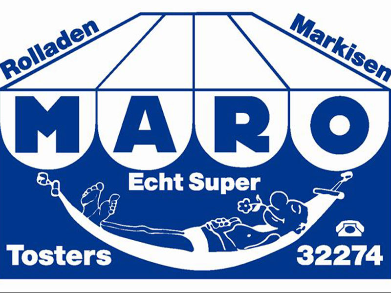 Altes Firmenlogo von MARO Sonderegger – Markisen und Rollladen seit den Anfängen